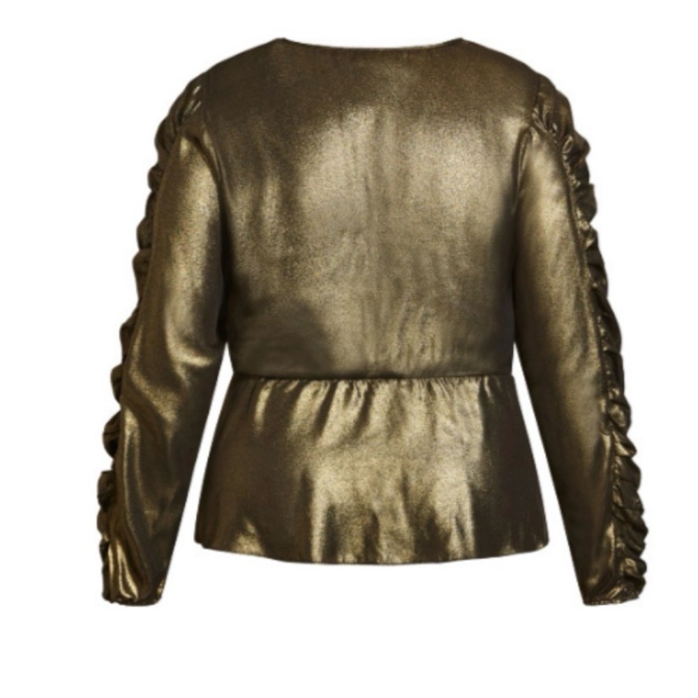 City Chic Metallic Gold Blouse - Picture 3 of 5